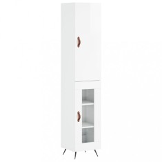 Dulap inalt, alb extralucios, 34,5x34x180 cm, lemn prelucrat