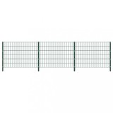 vidaXL Panou de gard cu st&acirc;lpi, verde, 5,1 x 1,2 m, fier