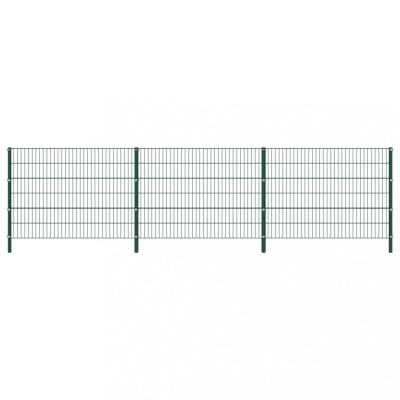 vidaXL Panou de gard cu st&amp;acirc;lpi, verde, 5,1 x 1,2 m, fier foto