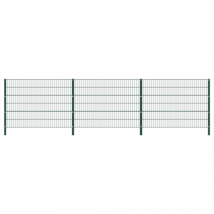 vidaXL Panou de gard cu st&acirc;lpi, verde, 5,1 x 1,2 m, fier
