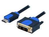 Cablu HDMI-DVI 3m Negru/Albastru