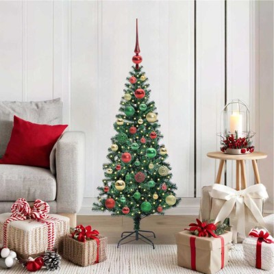 vidaXL Pom de Crăciun artificial pre-iluminat Verde 120cm PVC și Metal 3396744 foto