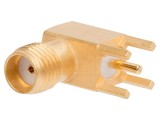 Conector SMA mufă mamă unghi 90&deg; THT cablu PTFE