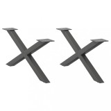 VidaXL Picioare pentru măsuță de cafea &icirc;n formă de X, 2 buc., antracit, 70x(30-31) cm, oțel