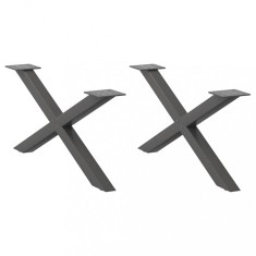 vidaXL Picioare pentru măsuță de cafea &icirc;n formă de X, 2 buc., antracit, 70x(30-31) cm, oțel 4012886