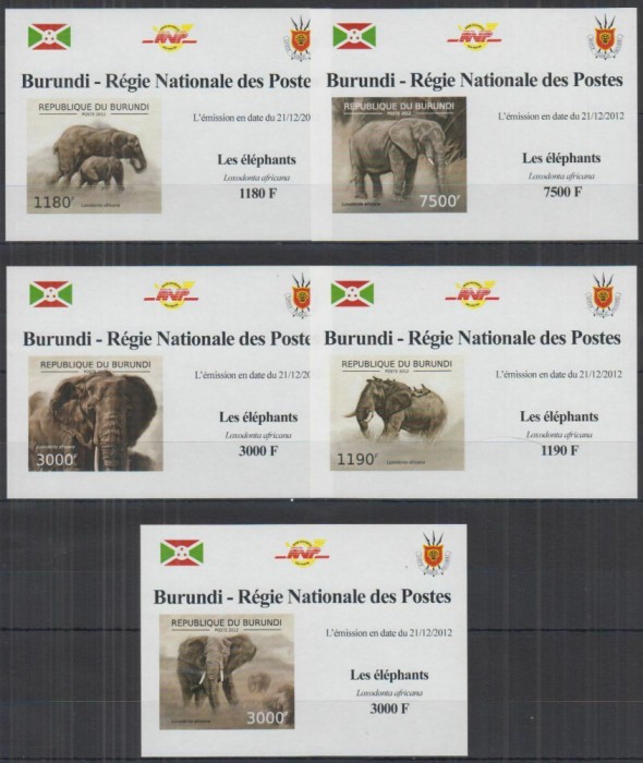 140-BURUNDI-13=5 colite nestampilate nedantelate tematica ELEFANTUL,MNH