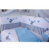 Set lenjerie patut pentru bebe120&times;60 cm Elephant, 9 piese, gri-albastru, MyKids