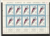 RO-JO DE IARNA-GRENOBLE 1968- 2,3 LEI COALA MICA DE 10 MARCI (LP 657 b) 1967 MNH, Nestampilat