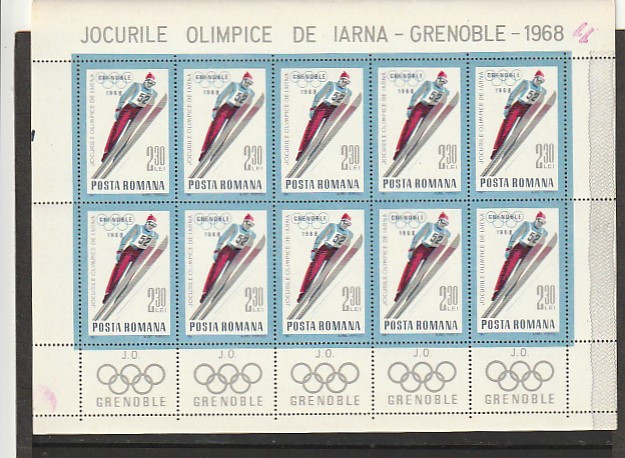 RO-JO DE IARNA-GRENOBLE 1968- 2,3 LEI COALA MICA DE 10 MARCI (LP 657 b) 1967 MNH