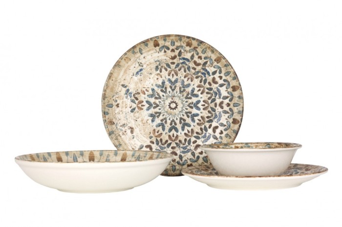 Rinart Set de vesela (Large) - Aztec - 24 bucăți - 6 persoane - Porţelan