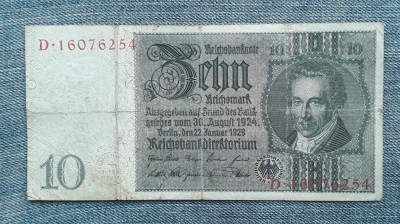 10 ReichsMark 1929 Germania / mark marci seria 16076254 foto