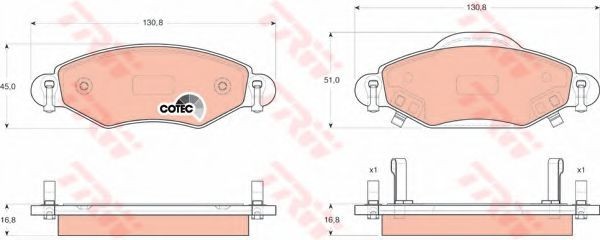 Set placute frana,frana disc TOYOTA YARIS (P1) (1999 - 2005) TRW GDB3324