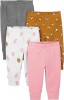 Pachet de 3 pantaloni din bumbac pentru fetite Simple Joys by Carter s , Marimea 6-9 luni - OUTLET