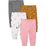 Pachet de 3 pantaloni din bumbac pentru fetite Simple Joys by Carter s , Marimea 6-9 luni - OUTLET