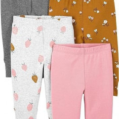 Pachet de 3 pantaloni din bumbac pentru fetite Simple Joys by Carter s , Marimea 6-9 luni - SECOND