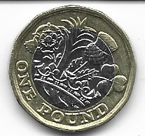 Marea Britanie / Anglia 1 pound 2017 modelul nou, aUNC foto