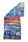 Esarfa Matase Naturala Dacali, Pictata Manual, Portocaliu/Rosu, 180x70cm, Eleganta, Sal Dama