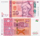 TADJIKISTAN █ bancnota █ 10 Somoni █ 2021 █ P-24d █ POLYMER █ UNC █ necirculata