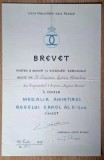 Brevet pt medalia In Amintirea Regelui Carol al 2.lea , clasa a 2.a , acordat in 1938, semnătura originala a lui Carol al 2.lea, stare foarte bună