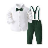 Costum elegant baieti Kidohug, 3 piese, cu bretele, 1 - 4 ani, diverse modele