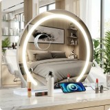 Oglindă de machiaj albă 60cm cu iluminare LED și mărire X10