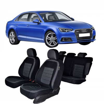 Set huse scaune dedicate AUDI A4 2017-2019 Premium (Bancheta fractionata si husa cotiera) foto