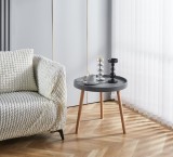 Cumpara ieftin Masuta cafea rotunda, AB360, cadru lemn, blat polipropilena, 49.5x44.5 cm, gri