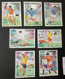 Cambodgia (Kampuchea) 1985 &ndash; Serie completă 7 timbre ștampilate &ndash; Fotbal, Campionatul Mondial Mexico 1986-A40