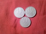 3 Monede URSS 10 kopeici : 1961, 1975 ,1986 cal. f.buna, Europa