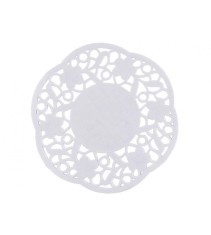 Set 100 de hartie dantelata alba pentru platouri, rotunde, 11cm