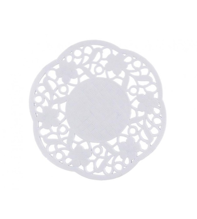 Set 100 de hartie dantelata alba pentru platouri, rotunde, 11cm
