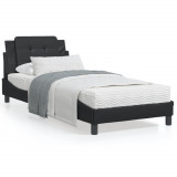 VidaXL Cadru de pat cu lumini LED, negru, 90x190 cm, piele ecologică