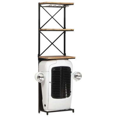 vidaXL Dulap vinuri design tractor alb 49x31x170cm mango nefinisat foto