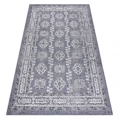 Covor SISAL SION Cadru, ornament, vintage 2832 țesute plate albastru / roz / ecru, 120x170 cm