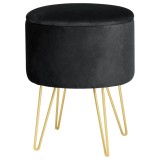 Taburet tapitat rotund Lili cu spatiu de depozitare, velur, 35x35x45 cm, negru Household NewTrend
