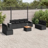 Cumpara ieftin Gossi set mobilier de gradina cu perne, 9 piese, negru, poliratan