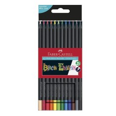 Creioane colorate negre, 12 culori intense, desene hartie neagra foto