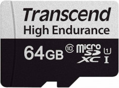 Card de memorie Transcend 64GB High Endurance UHS-I U1 Class 10 + Adaptor foto
