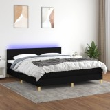 VidaXL Pat cu arcuri, saltea și LED, negru, 160x200 cm, textil 3133567