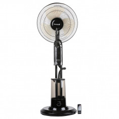 Ventilator cu pulverizare apa si umidificare Hausberg HB5600NG, 90W, 300 ml/h, 3 viteze, timer, telecomanda, Negru foto