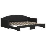Cumpara ieftin Pat de zi cu extensie, negru, 90x200 cm, textil
