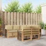 vidaXL Set de canapele de exterior 7 pcs Alb și Bej 3392008
