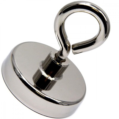 Magnet neodim oala D 75 mm carlig inelar - 160kg forta foto