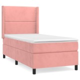 Cumpara ieftin Pat box spring cu saltea, roz, 80x200 cm, catifea
