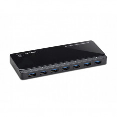 Hub USB TP-Link UH720 , 7x USB 3.0 , 2 porturi cu alimentare , Negru foto