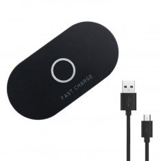 Incarcator Rapid Wireless Oval Qi Universal Fast Charger + Cablu Micro USB