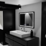 Oglinda LED Rectangulara, 120x80cm, Verite Majeste Noir Motion Glow Marcello, Sistem Dezaburire, Ceas &amp; Termometru, Dimabila ModernLight Concept