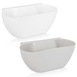 Set 2 Cosuri Gunoi Bucatarie Navaris, 4L, Suspendate pe Usa/Dulap, Plastic, Alb/Gri, 29x12x11cm