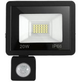 Cumpara ieftin Proiector LED, 20 W, iluminare exterior, cu senzor de miscare, 24 LED-uri, rezistent la intemperii, protectie IP66, 9.5 x 12 x 2.5 cm