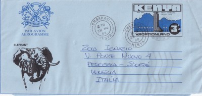 FILATELIE TEMATICA - PLIC KENYA TEMATICA AVION AVIOANE AVIATIE AIRMAIL AEROGRAMA FAUNA ELEFANT foto